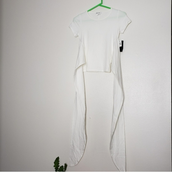 Wrap Tie Criss Cross Top Crop White Unique Bohemian Boutique Womens Extra Long - Picture 2 of 12